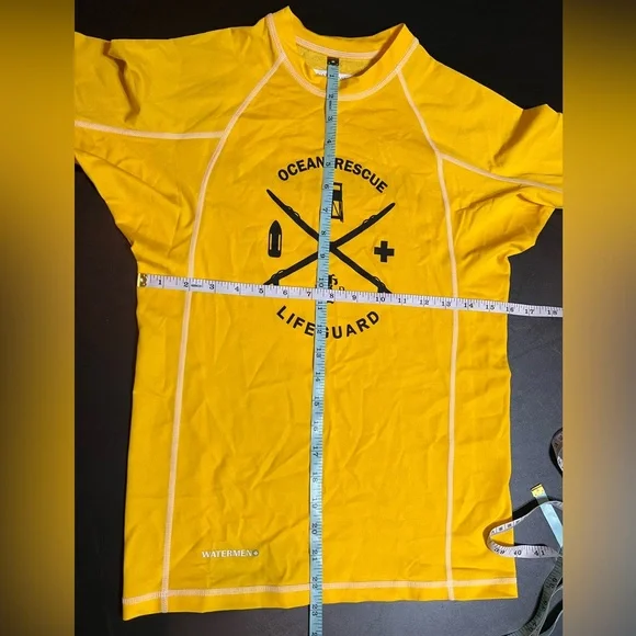 Kids UPF 50+Rash-guard Yellow Ocean Rescue Lifeguard Long Sleeve Shirt - Picture 7 of 9